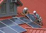 Solar panels installed in a roof